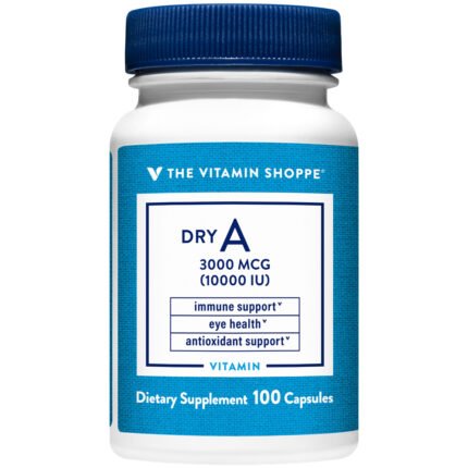 Dry Non-Oily Vitamin A - Eye Health & Immune Support - 10,000 IU (100 Capsules) — product packaging
