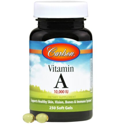 Vitamin A - 10,000 IU - Skin, Vision, Bone, and Immune Support (250 Soft Gels) — product packaging