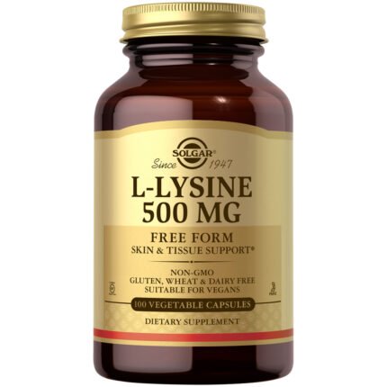 L-Lysine - Free Form - 500 MG (100 Vegetarian Capsules) — product packaging