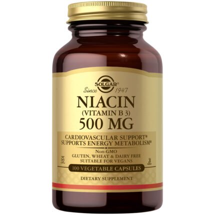 Niacin Vitamin B3 - 500 MG (100 Vegetarian Capsules) — product packaging