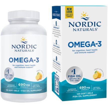 Omega-3 - 690 MG - Lemon (120 Softgels) — product packaging