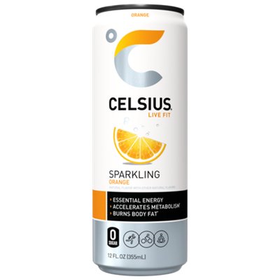 Celsius Sparkling Energy Drink – Orange (4 Drinks, 12 Fl Oz. Each)