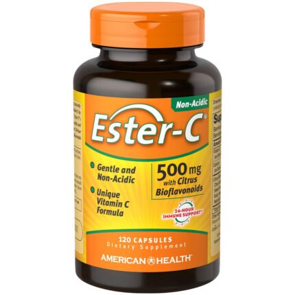 Ester-C with Citrus Bioflavonoids - Non-Acidic Form of Vitamin C - 500 MG (120 Capsules) — product packaging