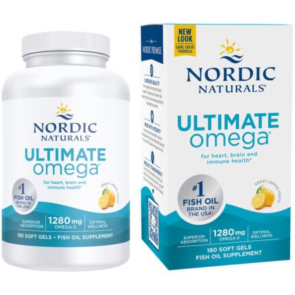 Ultimate Omega - 1,280 MG Total Omega-3s - Lemon (180 Softgels) — product packaging