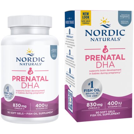 Prenatal DHA - 830 MG Omega-3 + 400 IU Vitamin D3 (90 Softgels) — product packaging