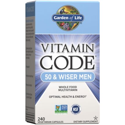 Vitamin Code 50 & Wiser Men - Raw Whole Food Multivitamin (240 Vegetarian Capsules) — product packaging