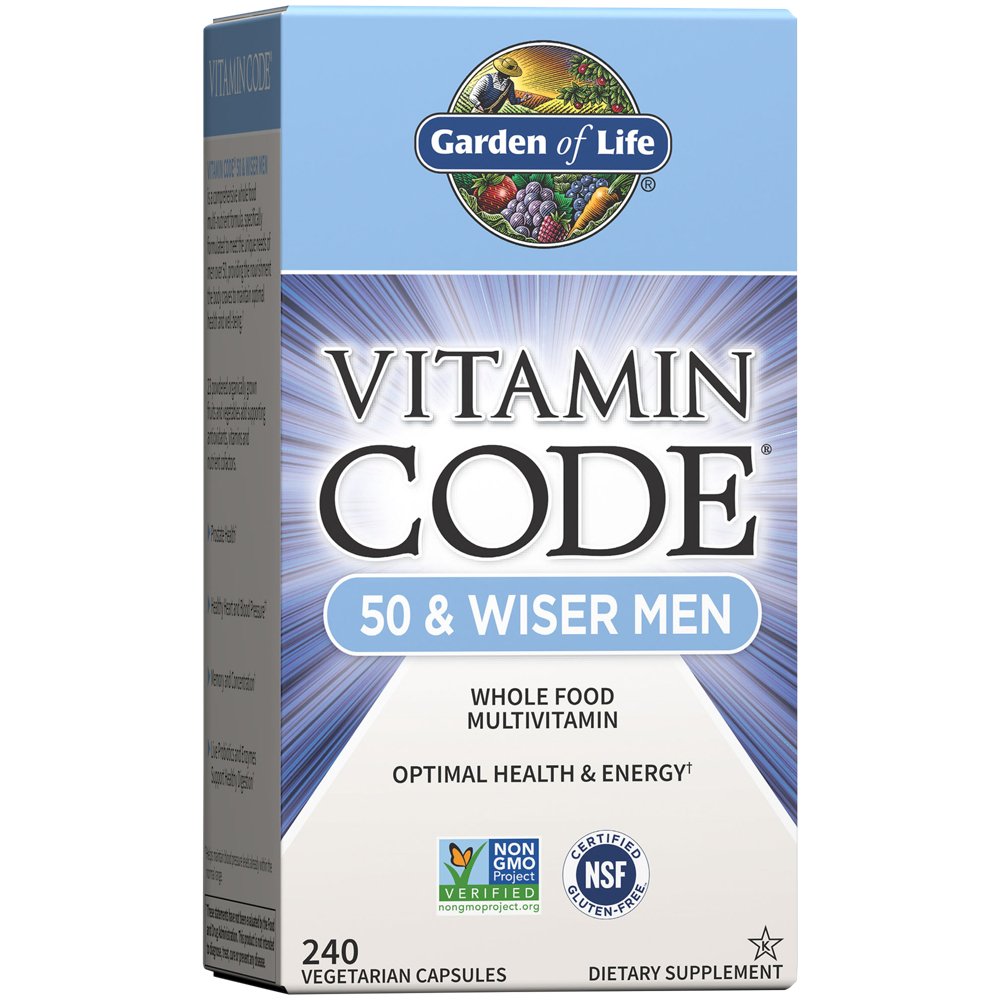 Vitamin Code 50 & Wiser Men - Raw Whole Food Multivitamin (240 Vegetarian Capsules) Vitamin Code 50 & Wiser Men - Raw Whole Food Multivitamin (240 Vegetarian Capsules) — product packaging
