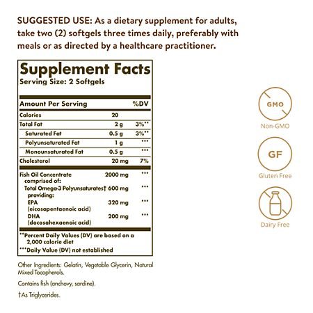 Supplement Facts image associated with the omega-3 fish oil concentrate product