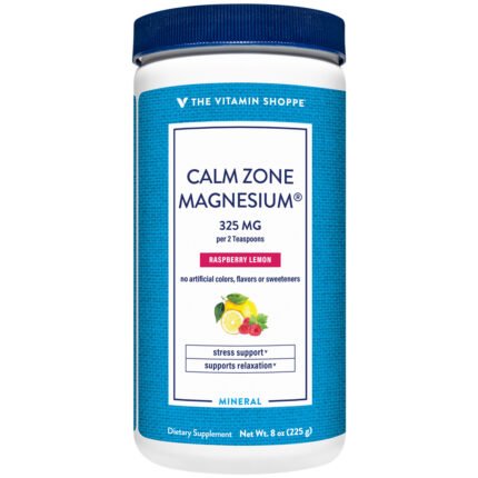 Calm Zone Magnesium Powder - 325 MG - Raspberry Lemon Relaxation Drink (8 oz./50 Servings) — product packaging