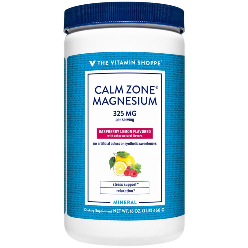 Calm Zone Magnesium Powder - 325 MG - Raspberry Lemon Relaxation Drink (16 oz./100 Servings) — product packaging