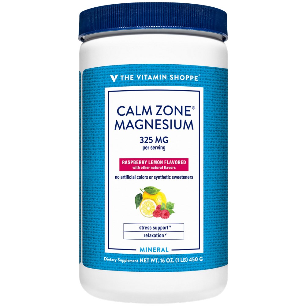 Calm Zone Magnesium Powder - 325 MG - Raspberry Lemon Relaxation Drink (16 oz./100 Servings) Calm Zone Magnesium Powder - 325 MG - Raspberry Lemon Relaxation Drink (16 oz./100 Servings) — product packaging