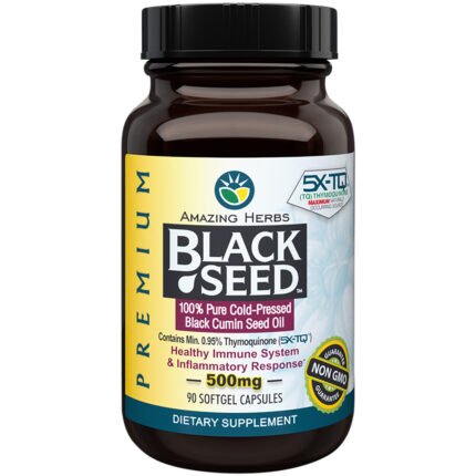 Premium Black Seed Oil - 100% Pure Cold-Pressed - 500 MG (90 Softgels) — product packaging