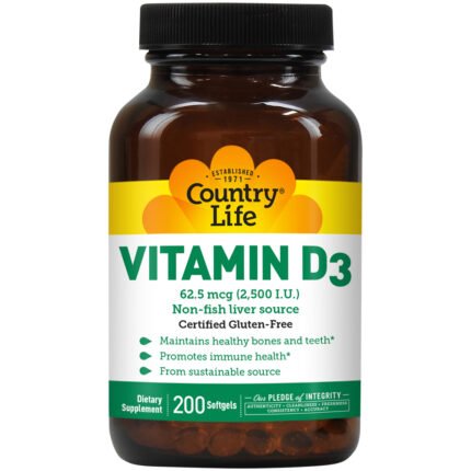 Vitamin D3 - 2,500 IU (200 Softgels) — product packaging
