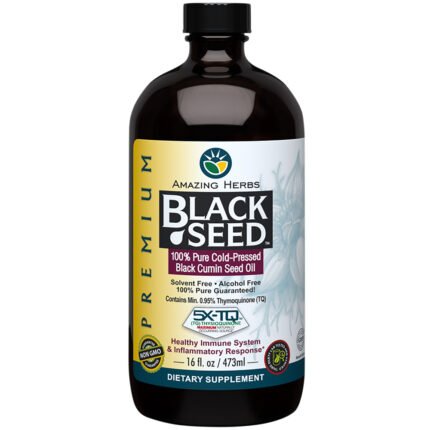 Premium Liquid Black Seed Oil - 100% Pure Cold-Pressed Black Cumin Seed Oil (16 fl oz) — product packaging