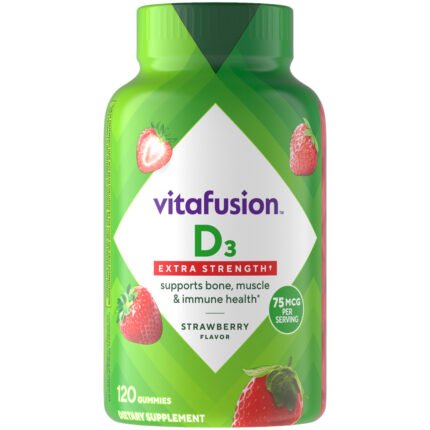 Vitamin D3 - Extra Strength Bone & Immune Support - 75 MCG - Strawberry (120 Gummies) — product packaging