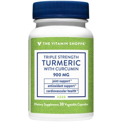 Triple Strength Turmeric with Curcumin - Joint & Antioxidant Support - 900 MG (30 Vegetarian Capsules) — product packaging
