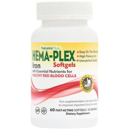 Hema-Plex Iron with 85 MG of Elemental Iron - Total Blood Health (60 Softgels) — product packaging