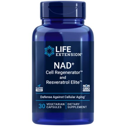 NAD+ Cell Regenerator and Resveratrol - Defense Against Cellular Aging (30 Vegetarian Capsules) — product packaging