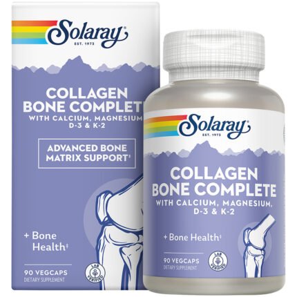 Collagen Bone Complete with Plant Calcium, Magnesium + Vitamin D3 & K2 (90 Vegetable Capsules) — product packaging