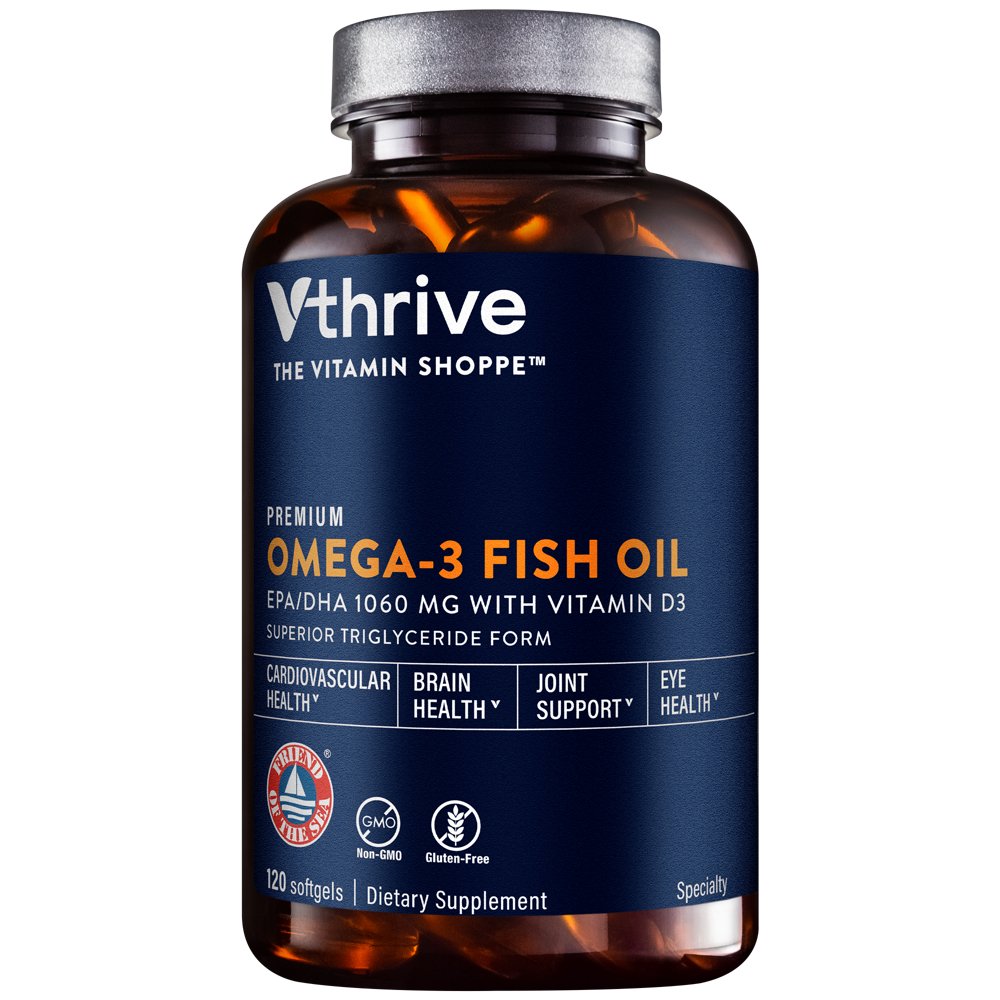 Premium Omega-3 Fish Oil with Vitamin D3 - 1,060 EPA/DHA (120 Softgels) Premium Omega-3 Fish Oil with Vitamin D3 - 1,060 EPA/DHA (120 Softgels) — product packaging