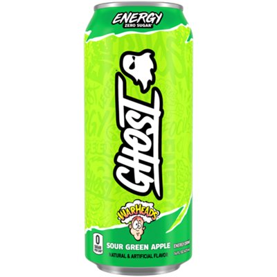 GHOST Energy Drink – Sour Green Apple (12 Drinks, 16 Fl Oz. Each)