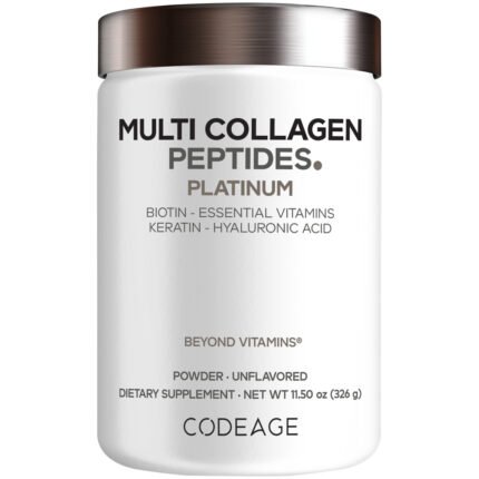 Multi Collagen Protein Powder with Biotin, Vitamin C, B, D3, Keratin, Hyaluronic Acid (11.50 Oz.) — product packaging