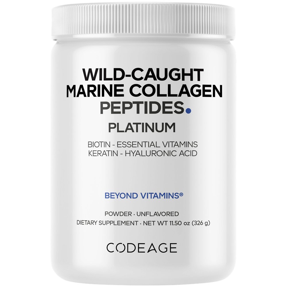 Package photograph of a marine collagen powder with additional vitamins and biotin