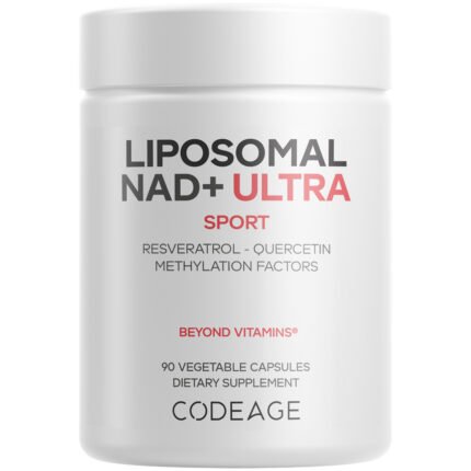 Liposomal NAD+ Ultra with Trans-Resveratrol, Quercetin, Betaine, Riboflavin, Vitamin B12 (90 Capsules) — product packaging