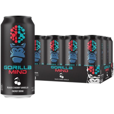Gorilla Mind Energy Drink – Black Cherry Vanilla (12 Drinks, 16 fl. oz. Each)