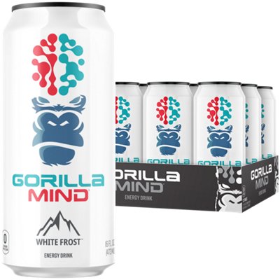 Gorilla Mind Energy Drink – White Frost (12 Drinks, 16 fl. oz. Each)