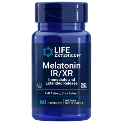 Melatonin IR/XR - Immediate & Extended Release to Fall & Stay Asleep (60 Capsules) — product packaging