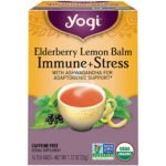 Yogi Tea Elderberry Lemon Balm Immune & Stress Support Tea – Caffeine Free (16 Tea Bags)