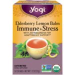 Yogi Tea Elderberry Lemon Balm Immune & Stress Support Tea – Caffeine Free (16 Tea Bags)