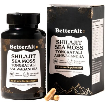 Shilajit with Sea Moss, Tongkat Ali, and Ashwagandha (120 Capsules) — product packaging