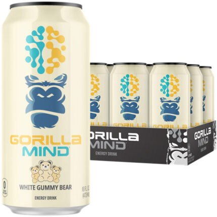 Gorilla Mind Energy Drink – White Gummy Bear (12 Drinks, 16 fl. oz. Each)