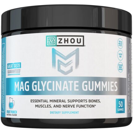 Mag Glycinate Gummies - Essential Mineral Supports Bones, Muscles & Nerve Function - Fruit Punch (50 Gummies) — product packaging