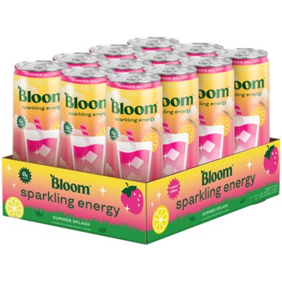 Bloom Nutrition Sparkling Energy Drink – Summer Splash (12 Drinks, 12 Fl. Oz. Each)