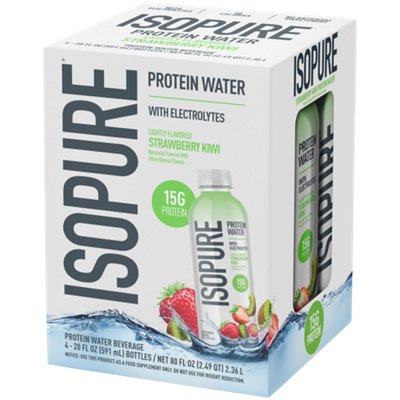 Isopure Protein Water with Electrolytes – Strawberry Kiwi (20 Fl Oz./4 Drinks)