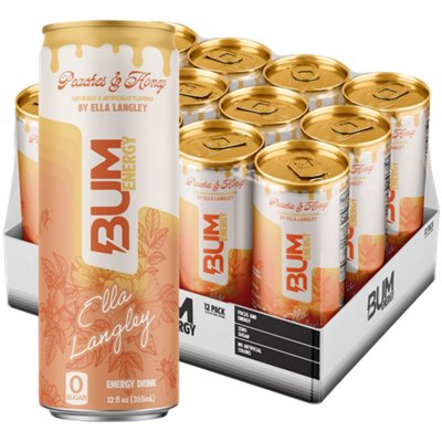 BUM Energy Drink – Peaches & Honey Ella Langley (12 Drinks, 12 Fl. Oz. Each)