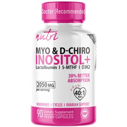 Myo & D-Chiro Inositol + - 2050 mg - Lactalbumin , 5-MTHF & D3K2 (90 Vegan Capsules) — product packaging