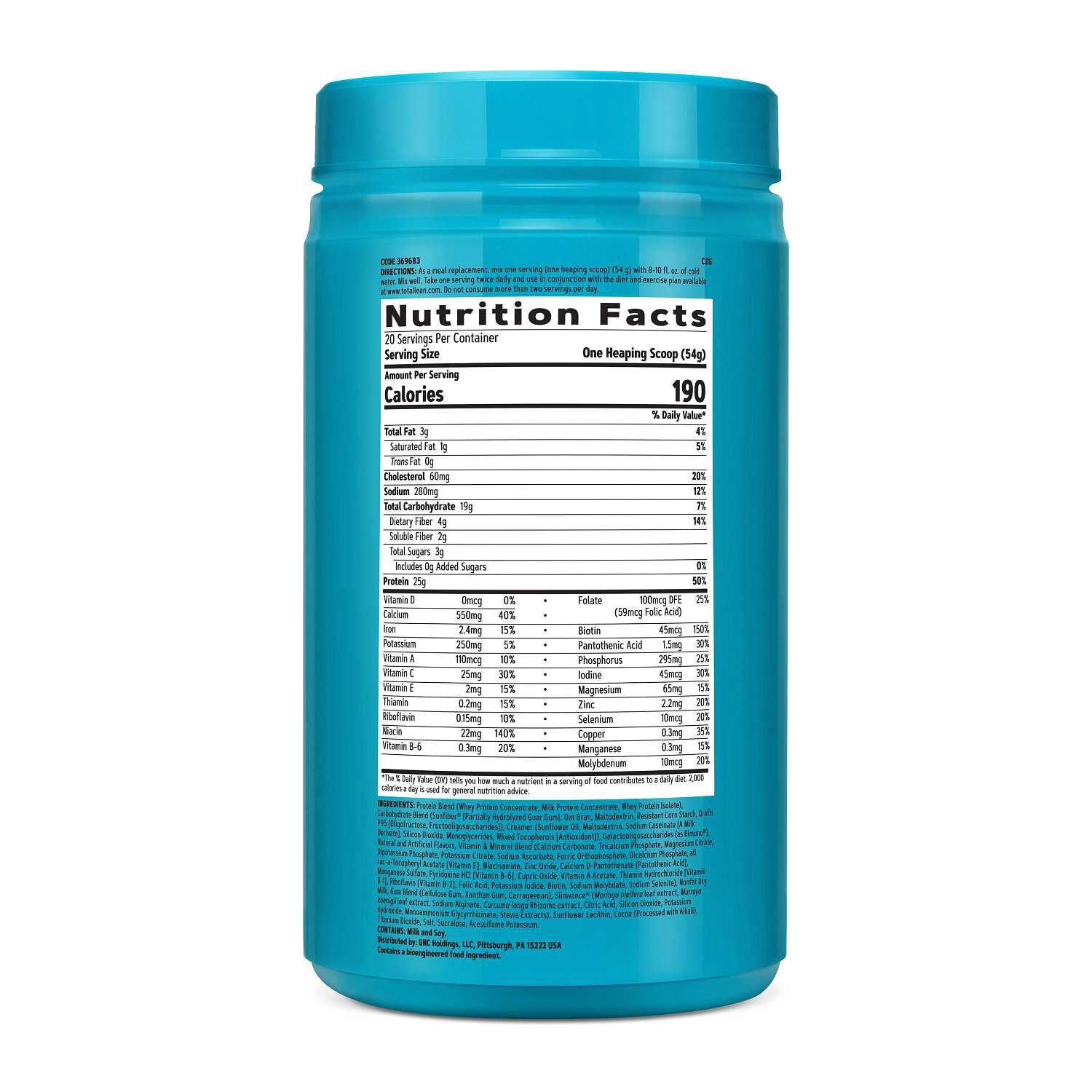 GNC Total Lean® Lean Shake™ + Slimvance® Caffeine Free - Vanilla Caramel (20 Servings) - Image 2