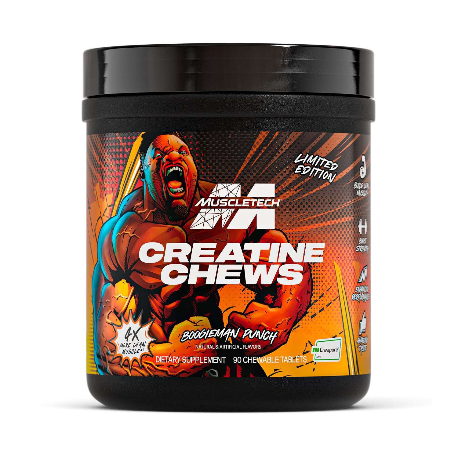 403817_Muscletech_CreatineChews_BMP_Front.jpg MuscleTech™ Creatine Chews - Boogieman Punch - 90 Tablets (30 Servings) - Image 1