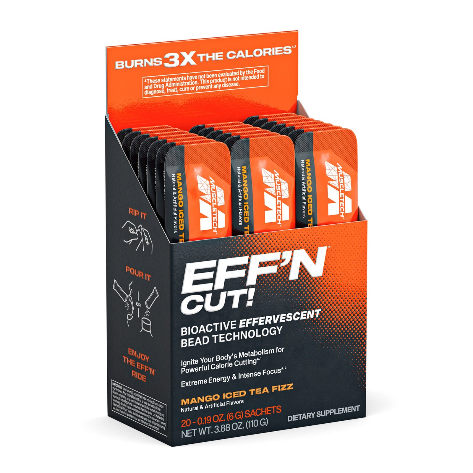 403835_MuscleTech_Effn_Cut_Mango_Ice_Tea_Fizz_20ct_Front.jpg MuscleTech™ Eff'n Cut! - Mango Iced Tea Fizz - 20 Sachets (20 Servings) - Image 1