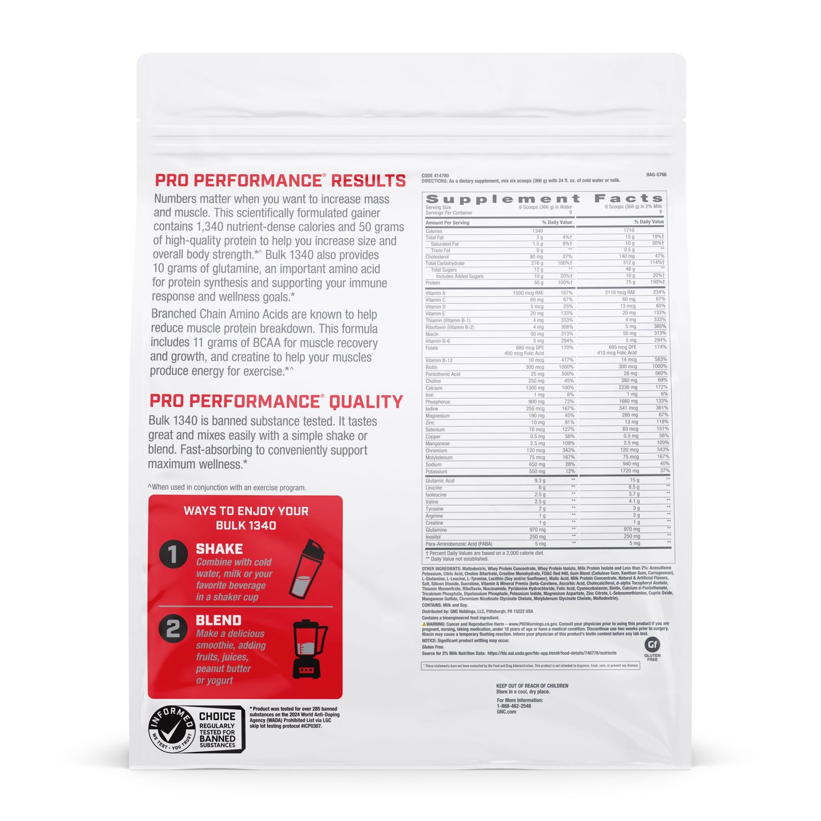 GNC Pro Performance® Bulk 1340 - Strawberries and Cream (9 Servings) - Image 3