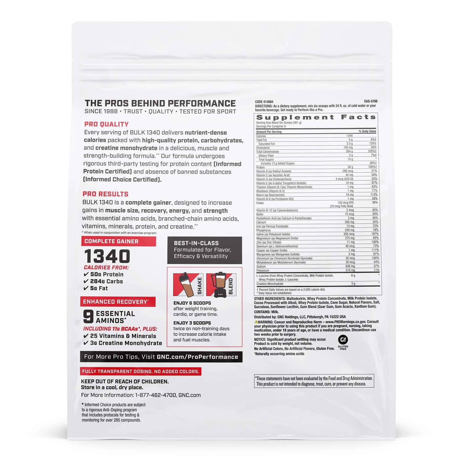 GNC Pro Performance® Bulk 1340 - Double Chocolate (9 Servings) - Image 3