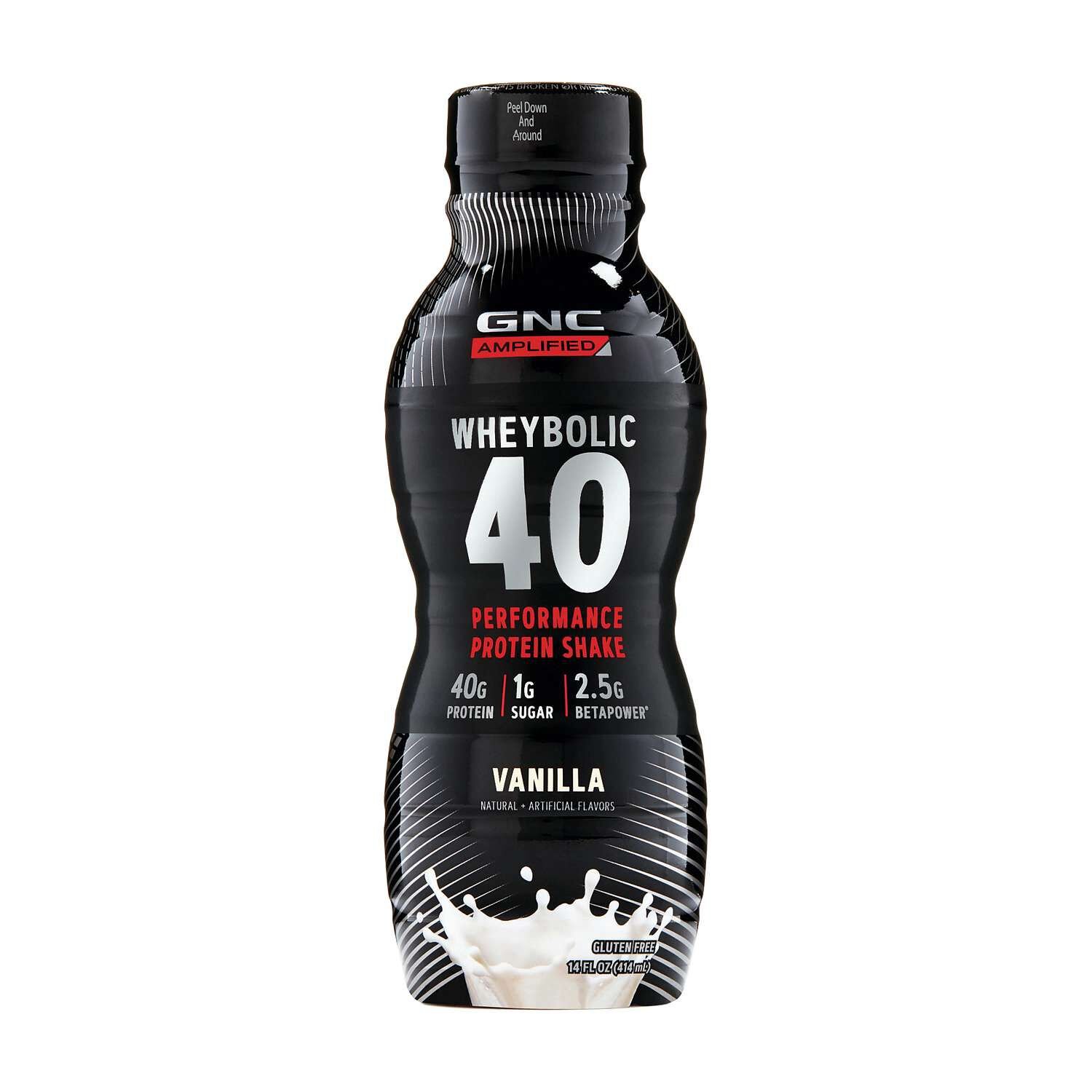 GNC AMP Wheybolic Vanilla ready-to-drink product image illustrating a prepared beverage format