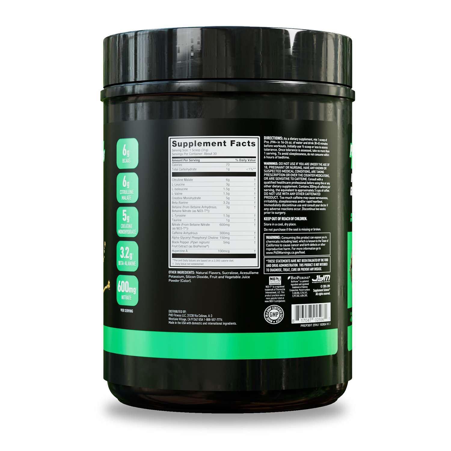 Iced Tea Lemonade pre-workout back panel for comparing ingredient names and serving headings
