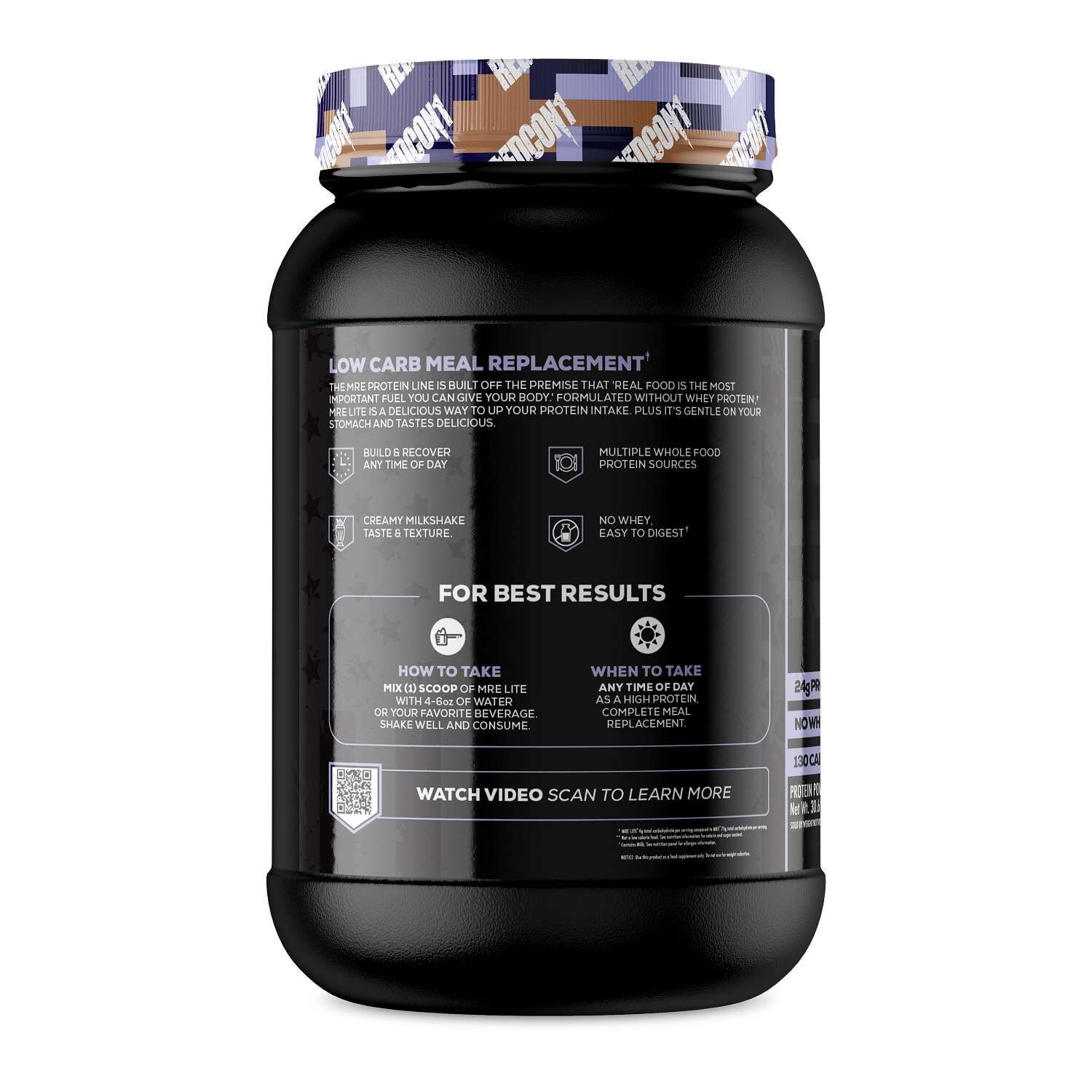 Side view of the Blueberry Cobbler protein powder tub for matching the exact product variant