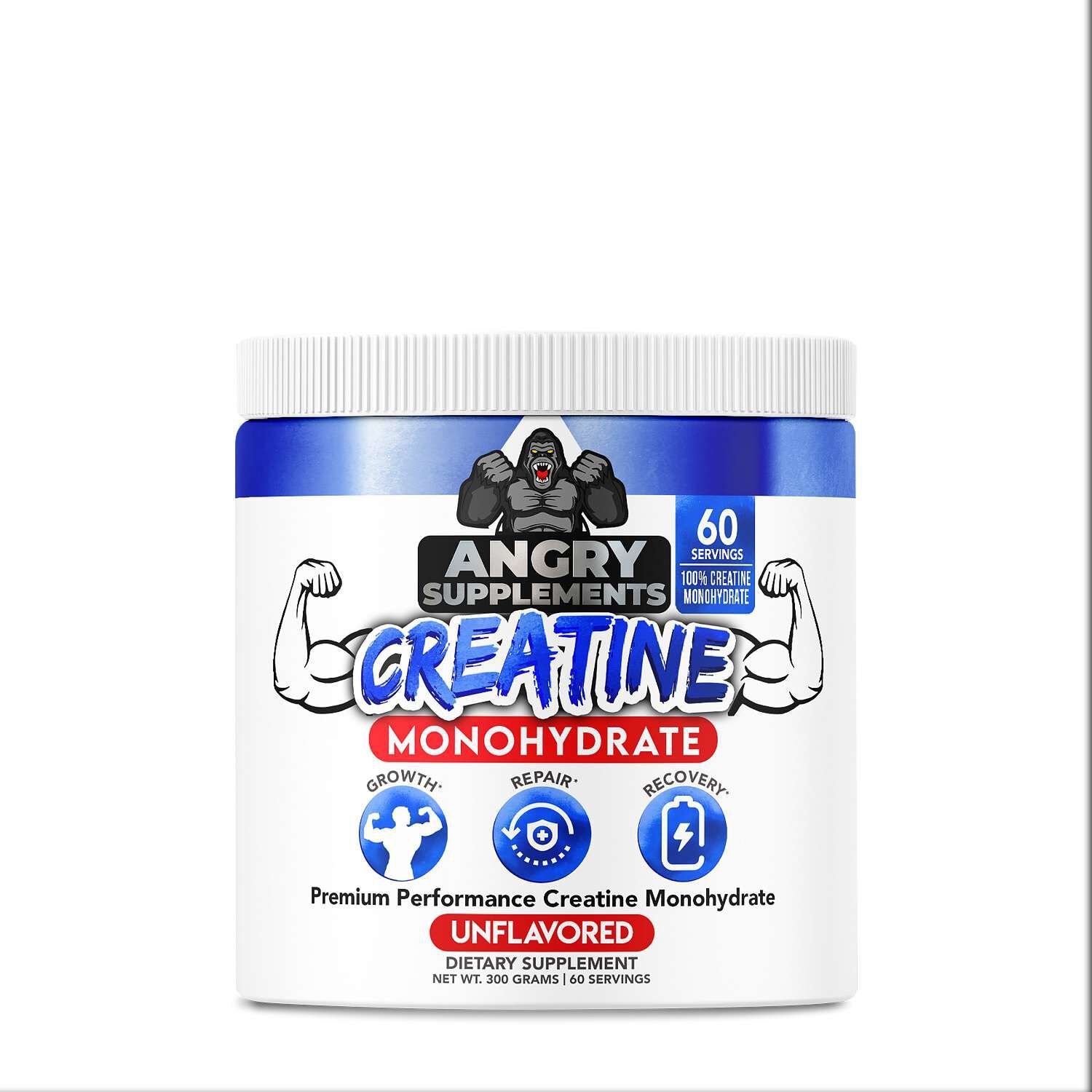 577180_web_Angry_Creatine_Unflavored_60srv_Front.jpg Angry Supplements™ Creatine Monohydrate - Unflavored (60 Servings) - Image 1