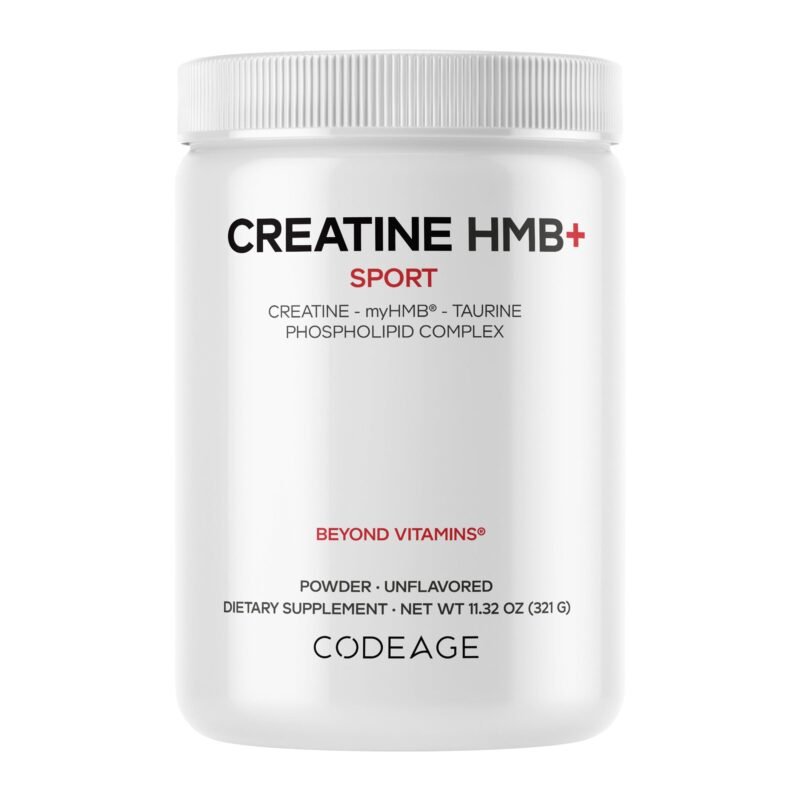 Codeage Creatine HMB+ Sport Complex unflavored powder, 11.32 oz — front of container
